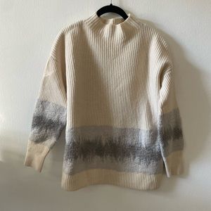 Club Monaco Cream Mock Neck Wool Sweater  M